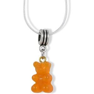 Gummy Bear Orange Charm Snake Chain Necklace